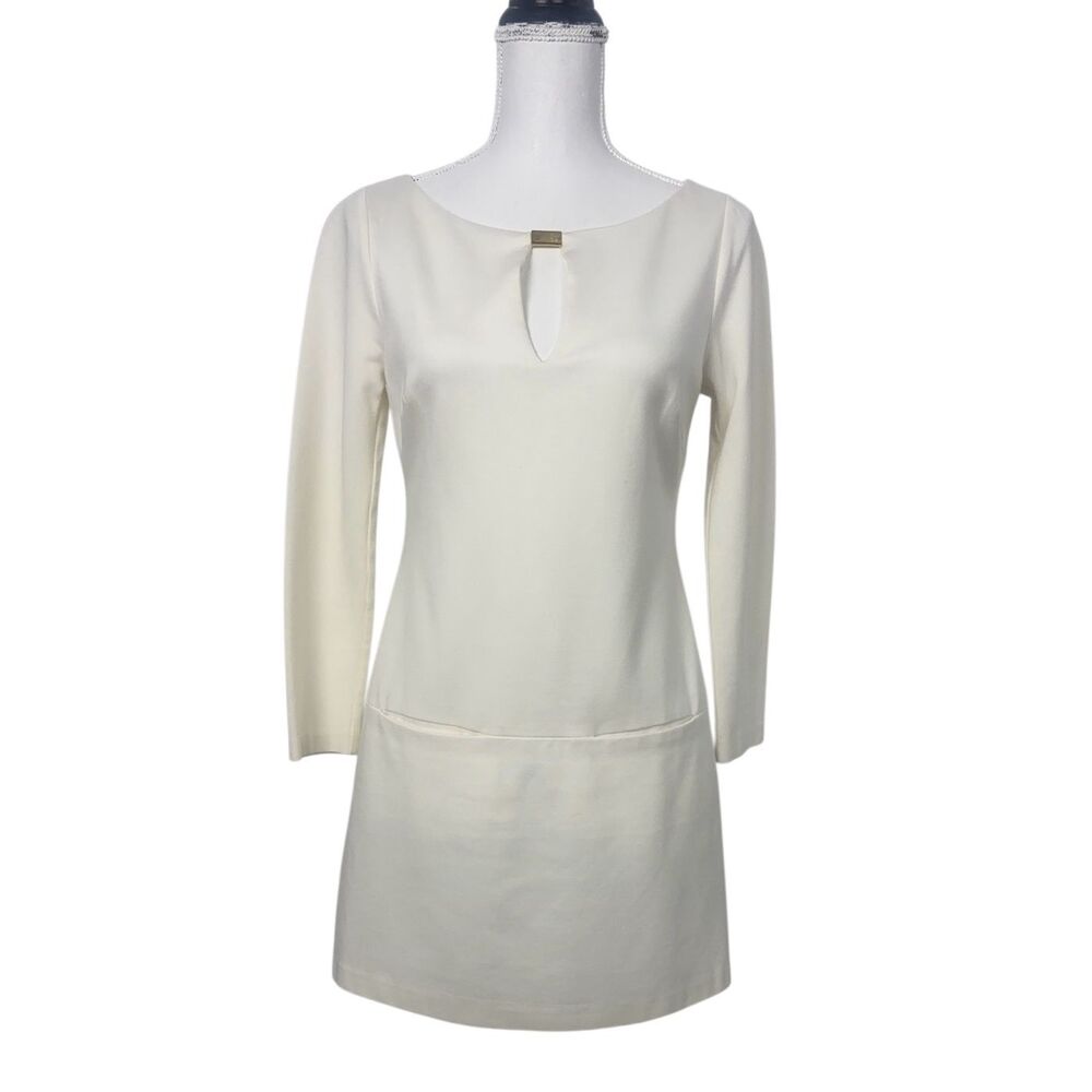 Trina Turk ivory sheath dress with pockets